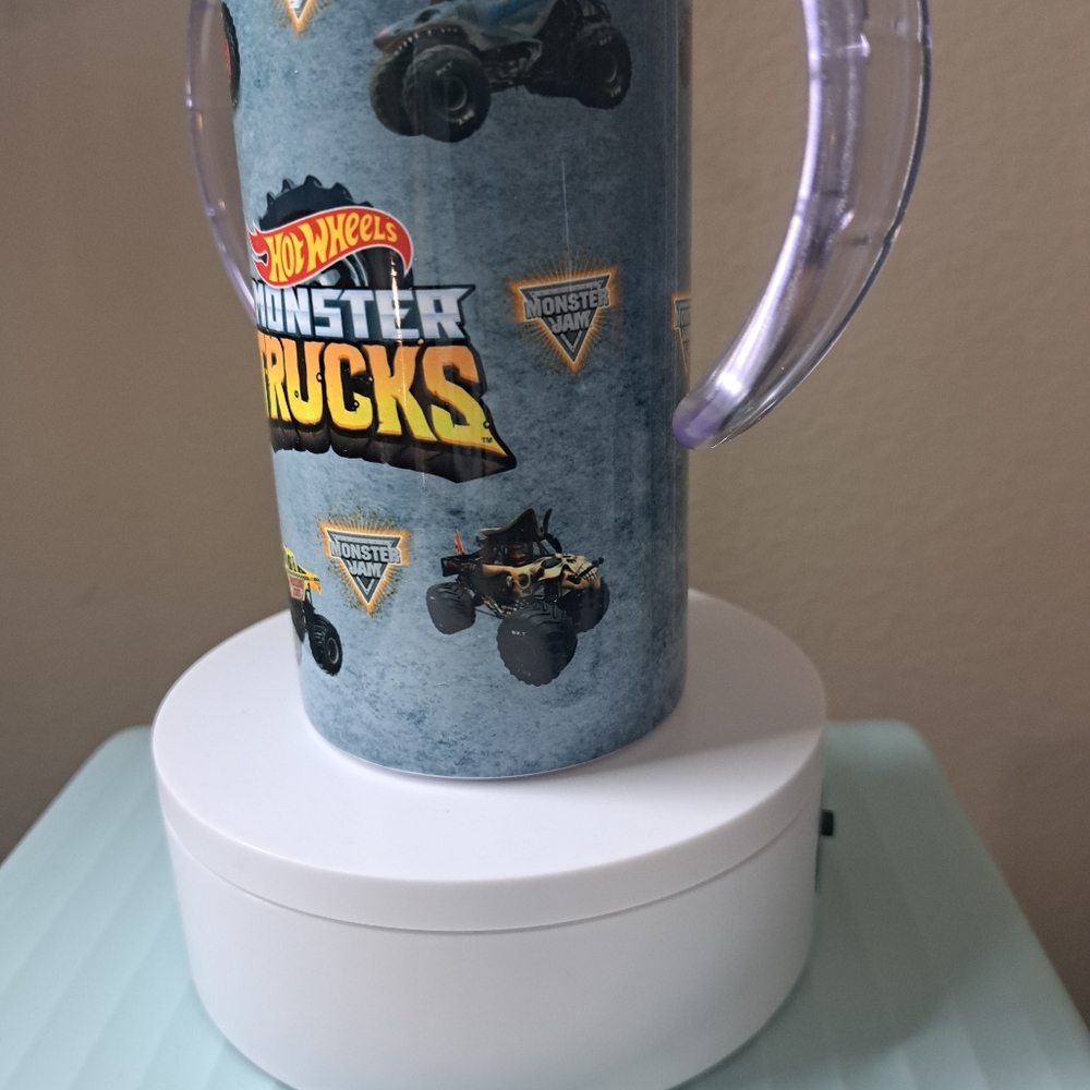 Boys custom monster  truck sippy grow with me 12 Oz